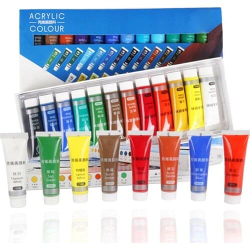 12/24 Colors Artist Acrylic Paints 15ml Tube Drawing Painting Pigment Wall Paint