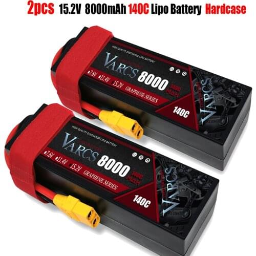 2PCS VARCS Lipo Batteries 4S 15.2V 8000mAh 140C/280C HardCase for RC 1/8 /10 Car Off-Road Buggy Truck Boats Drone salash Parts