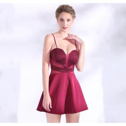 2021Nightclub temperament, deep V-neck sexy sling dress, mesh see-through breast display, sauna technician work clothes
