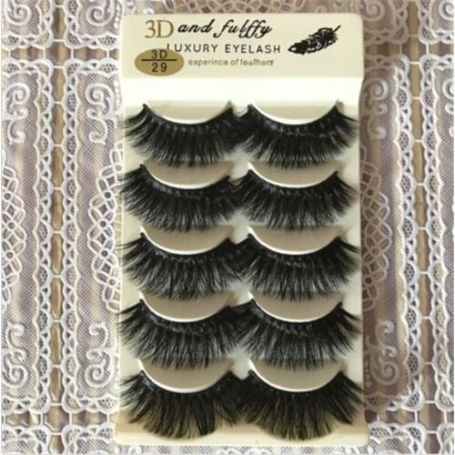 5 Pairs 3D Faux Mink Natural Long False Eye Lashes Thick Black Eyelashes Makeup