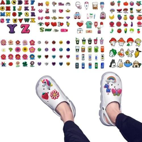 50pcs Animal Flower Shoe Charms Medical Accessories Crystal Decorations fit Wristbands Rainbow Zodiac Ornaments kids Gift