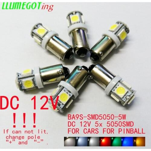 500pcs DC 12v BA9S T4W #44 #47 5SMD 5050 Super White Led Car Interior Parking Bulb Auto Wedge Clearance Lamp Trunk Lamp