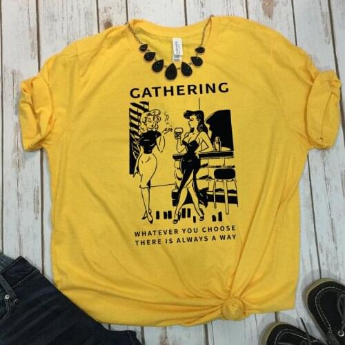 Ameican Vintage Ladies Gathering Printed Funny Graphic Tees Plus Size Cotton Short Sleeve Casual 80s 90s Fashioin Women Tshirts