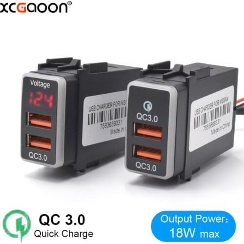 XCGaoon QC3.0 Quickcharge Special Car Charger 2 USB Ports Phone DVR Adapter Plug & Play Cable For NISSAN, Output Power 18W Max