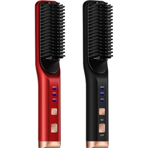 Cordless Beard Straightener Hair Comb Brush USB Rechargeable Wireless Anti Static Quick Heated Hair Straightening Styling Tools