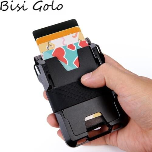 BISI GORO Men and Women RFID Wallet 2020 ID Smart Card Holder High Quality Business Card Case Fashion Aluminum Box Metal Case