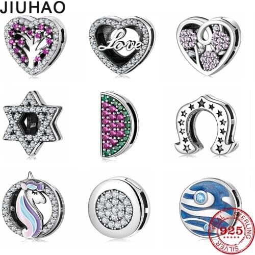 New 925 Sterling Silver heart and round shape Sparkling CZ clips Beads Fit Original Reflections Charm Bracelet Jewelry making