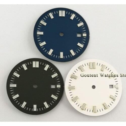 32.4mm Green Luminous Black/White/Blue Watch Dial Fit Miyota 8215 821A,DG2813 Seagull ST1612 Movement
