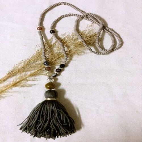 Dongmu jewellery bohemian style fashion tassel pendant pearl long necklace lady boutique jewelry new year best gift