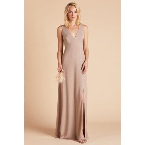 Elegant A-Line Floor Length V Neck Simple Lavender Evening Dresses Sleeveless Zipper up Backless Formal Dress Women