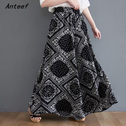 Cotton plus size vintage floral high waist casual loose summer trousers woman wide leg pants 2021 streetwear women clothing