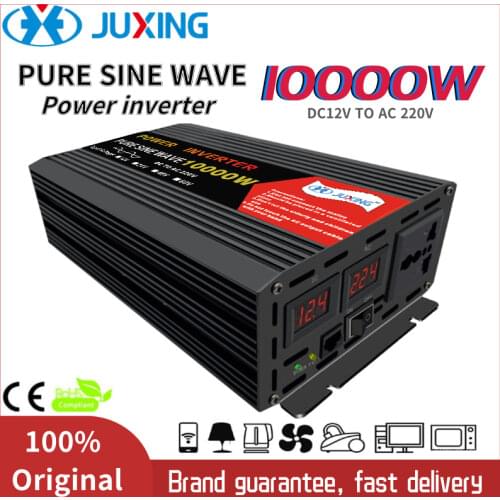 JUXING 10000W Pure Sine Wave Power Inverter Bulit-in Transformer DC12V/ 24V/ 48V/ 60V to AC 220V Converter with Universal Socket
