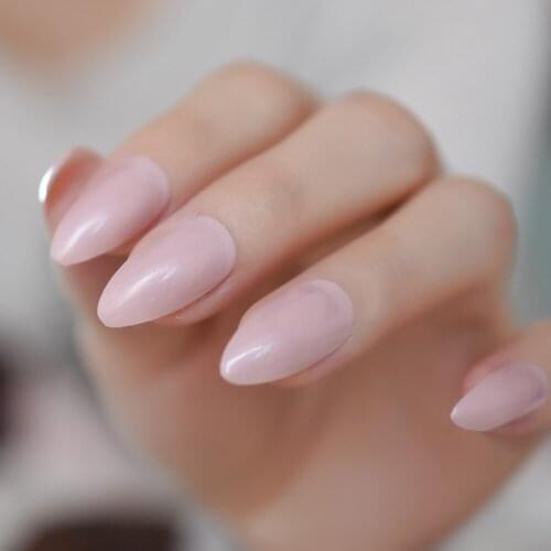 Candy Colorful Medium Artificial Nails Almond Full Cover Fake Plastic Fingernails Shiny Many Colors For Choose 24CT