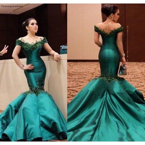 Emerald Green Elegant Evening Dress Off Shoulders Long Formal Holidays Wear Graduation Party Pageant Gown Custom Made
