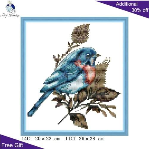 Joy Sunday Blue Bird Cross Stitch DA327 14CT 11CT Counted and Stamped Home Decor Blue Bird Needlepoint DIY Cross Stitch kits