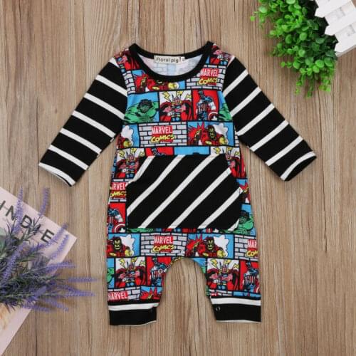 Fashion Newborn Baby Boy Long Sleeve Superhero Rompers Jumpsuit Autumn Casual Outfit Clothes