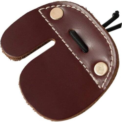 Cowhide Archery Finger Tab For Recurve Bows Hunting Finger Protector Brown
