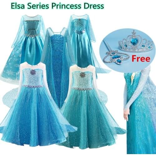 Halloween Girl Princess Costume Birthday Party Childrens Dresses Kids Dresses for Girls 4-10 Year Fancy Cosplay Elsa Dress Up