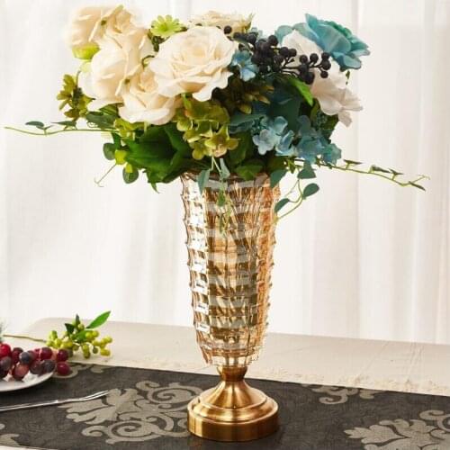 AMERICAN COUNTRY CRYSTAL GLASS ELEGANT VASE FIGURINE DRIED FLOWER ART MODERN MINIMALIST OFFICE HOME FURNISHING DECORATION CRAFTS