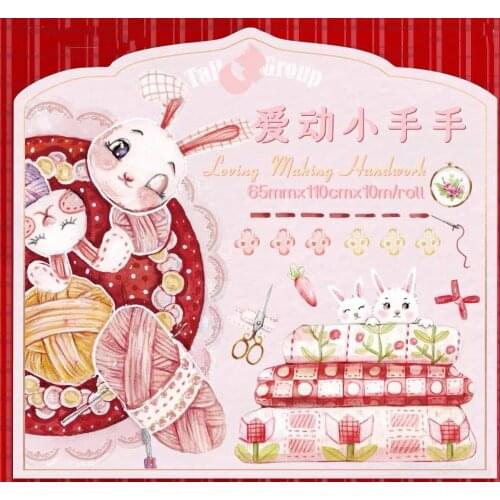 Loving Handwork Bunny Washi Tape for Card Making Bullet Journal DIY Scrapbooking Label Sticker