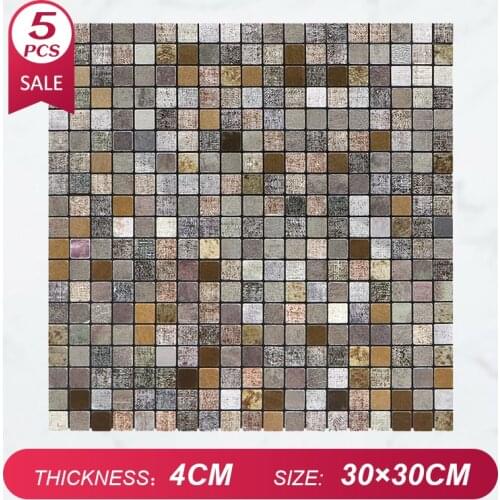 Metal Self-adhesive Mosaic Wall Stickers Home Decor Wallpaper Panel for Kitchen Bathroom Bedroom Living Room Waterproof 1/5PCS