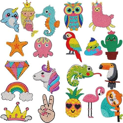 Cute Caoon Diamond Painting Stickers For Children Mosaic Rhinestone Sticky by Number Craft Kit For Kids Handmade Dertcoration