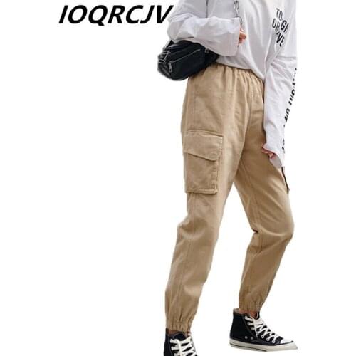 Fashion Woman Pants Women Cargo Pants High Waist Pants Solid Loose Trousers Joggers Female Sweatpants Streetwear Q465