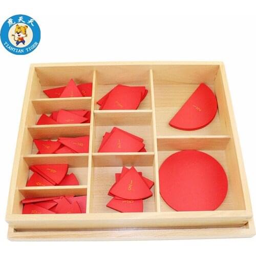 Montessori Mathematics Learning Early Childhood Educational Wood Toys Cut-Out Labeled Fraction Circles (1-10)