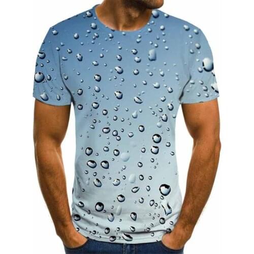 Cross-border explosions creative raindrop liquid printing 3DT shirt mens fashion trendy short-sleeved round neck T-shirt