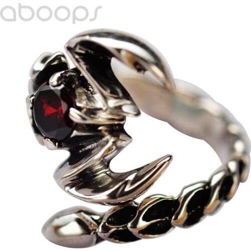 Vintage 925 Sterling Silver Scorpion Ring with Red Garnet Stone for Men Women,Adjustable Size 8.5-10,Free Shipping