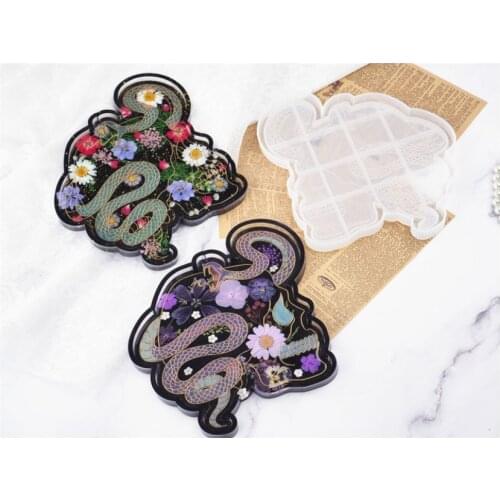 NEW Transparent Silicone Mould Dried Flower Resin Decorative Craft DIY Snake Skull plate tray Mold epoxy resin molds for jewelry
