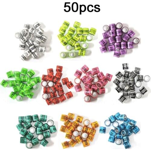 2021 New 50 Pcs Mixed Color Dove Bands Bird Foot Ring Species Identify Training Rings Pet