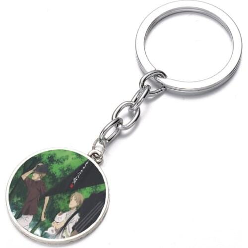 Japan anime Natsume Yuujinchou Keychain Glass Dome Key Chain Bag Charm necklace Keyring Holder Kids boy girl Gift