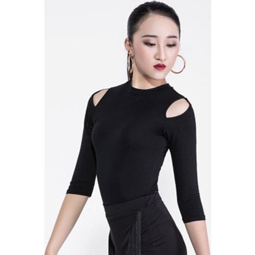 Latin dance clothing tops adult new autumn and winter ballroom dance modern practice clothing female training dance clothes