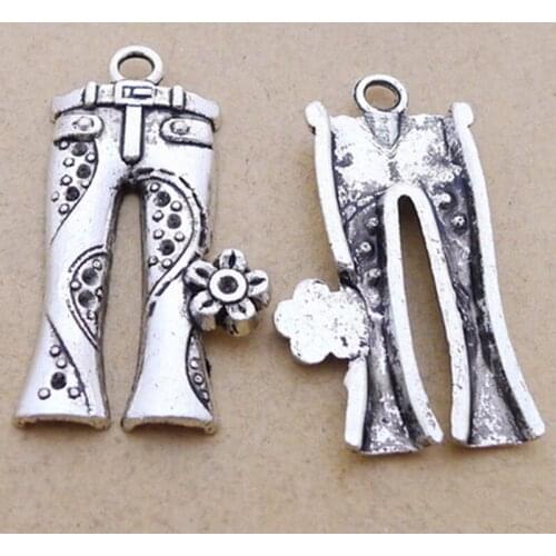 BULK 30 Eco-friendly Alloy Tibetan Silver Plated Jeans Charms Pendants 19*24mm 3.3g