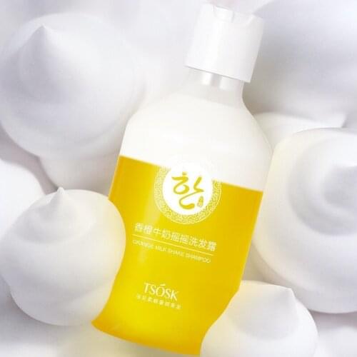 Orange Milk Shake Shampoo 350ml Refreshing Cleansing Dirt Removal Repair Nourishing Silky Strengthens and Prevents Breakage