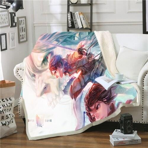 Attack On Titan 3D Printed Throw Blanket Sherpa Fleece Soft Warm Winter Red Blankets Plush Bedspreads For Beds Sofa Car Cover