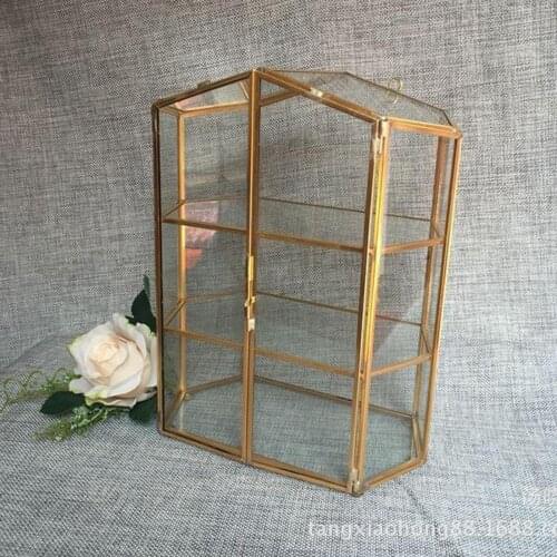 Gold Glass Clear Makeup Perfume Lipstick Cosmetic Storage Display Drawer Box Case Stand Rack Holder Organizer Shelf
