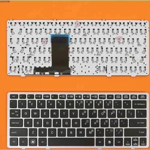 US QWERTY Layout New Replacement Keyboard For HP Elitebook 2560P 2570P Laptop Silver Frame Black Key NO Pointer