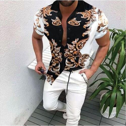 Mens Summer New Style Printing Shirt Slim Fit Mens Short Sleeve Shirt Hawaii Casual Shirts Male Clothing M-3XL