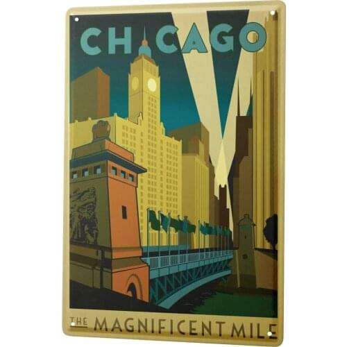 SINCE 2004 Tin Sign Metal Plate Decorative Sign Home Decor Plaques Deco City Chicago Shopping Street 8X12
