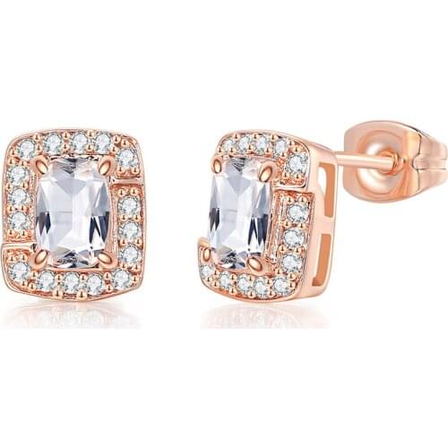 Earrings For Women Classic Luxury Style 2 Color Square Cubic Zirconia Fashion Jewellery Party Birthday Gift E275 E758 ZHOUYANG