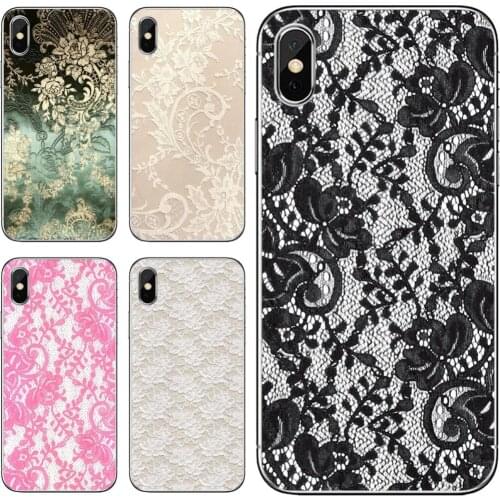 TPU Silicone Case For Samsung Galaxy S7 S8 S9 S10E S20 FE Note 10 20 Edge Lite Plus Ultra Pastel-Pink-White-Burlap-Laces