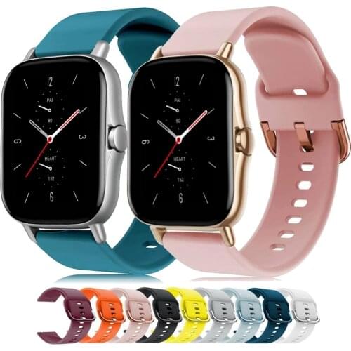 20mm/22mm Silicone band For Amazfit GTS/2/2e/GTS2 Mini/GTR 42mm/47mm/GTR2/2e/stratos 2/3 Sport Watch Bracelet Amazfit bip strap
