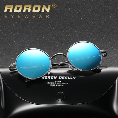AORON Brand Designer Fashion Unisex Sun Glasses Polarized Coating Mirror Sunglasses Round Male Eyewear For Men/Women