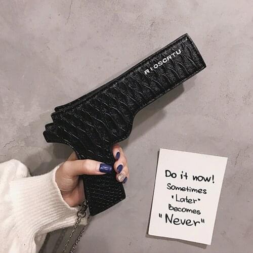 Cute 3D Gun Shaped Bag Messenger Bags Women Personality Chains Pu Leather Shoulder Bags Girls Mini Phone Purses Crossbody Bag