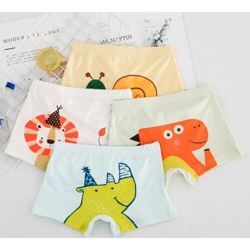 4pcs Boys Underpants Cartoon Animals Cute Soft Cotton Children Underwear Kids Panties Boxers Good Quality Clothing Size M-4XL