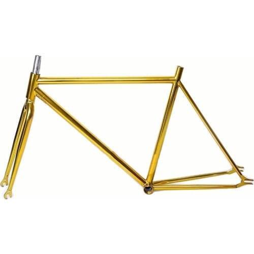Retro Gold Plating Bicycle Frame Fixed Gear Bike Steel Fork 700C 48cm 52cm Multicolour Bracket Cycling Accessories