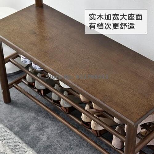 Jiayi hanger bedroom floor solid wood coat rack hanger hanger door shoe changing stool new Chinese style entrance can sit on sho