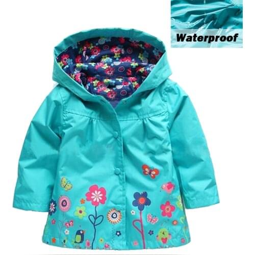 Baby Girls Windbreaker 2019 Spring Jackets For Girls Trench Coat Raincoat Flower Kids Girls Waterproof Outerwear Girl Clothes
